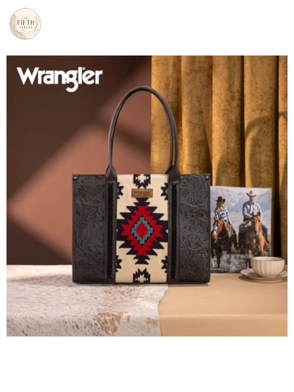 Western Aztec Tote Bag Women Leather Handbag Shoulder Purse